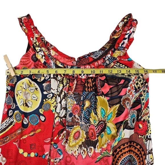 Lula Kate Abstract Floral Silk Drop Waist Sleeveless Slip Lined Dress Size 4 - Picture 7 of 16